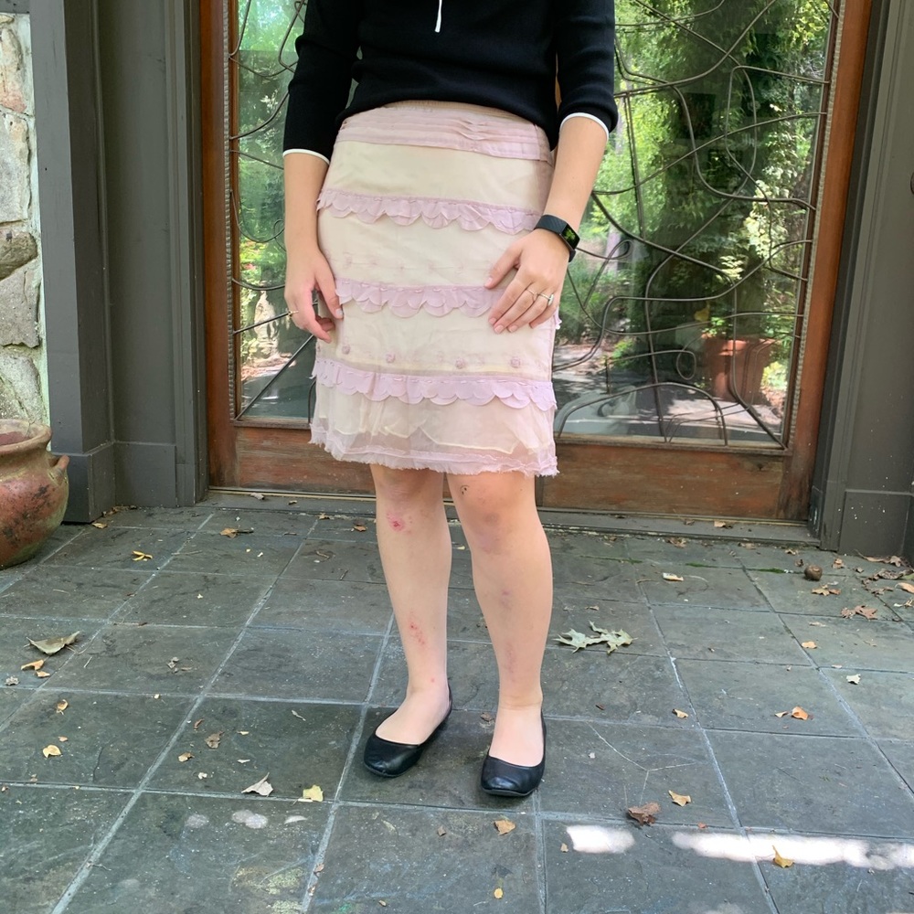 Maxstudio lilac sheer skirt with flowers
